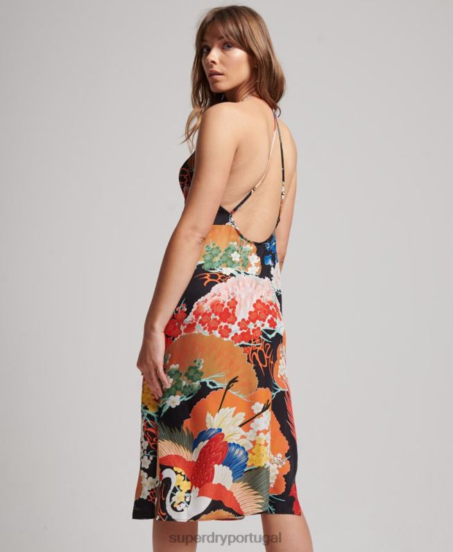 vestido midi estampado mulheres multi roupas Superdry 2208H2486