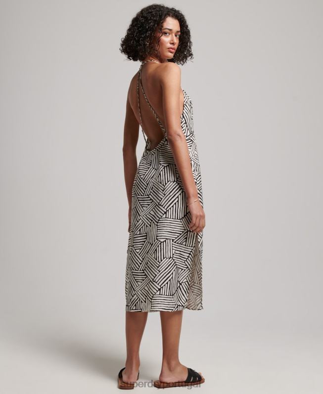 vestido midi estampado mulheres preto roupas Superdry 2208H2322