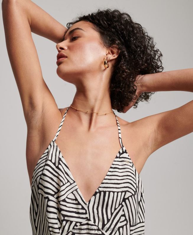 vestido midi estampado mulheres preto roupas Superdry 2208H2322