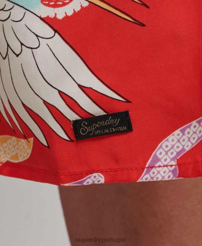 vestido midi estampado mulheres vermelho roupas Superdry 2208H2403