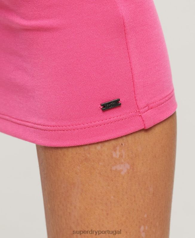 vestido midi jersey decote quadrado mulheres rosa roupas Superdry 2208H2132