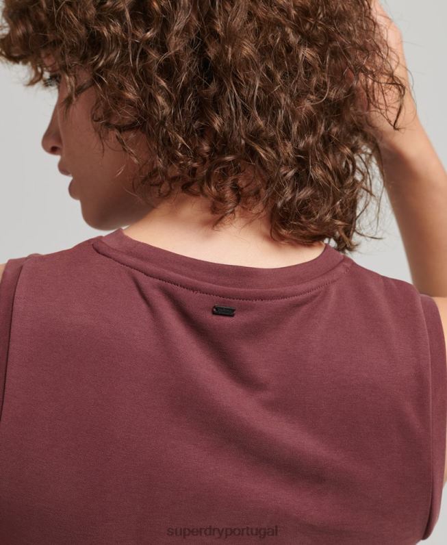 vestido midi jersey detalhe nas costas mulheres vermelho roupas Superdry 2208H2491