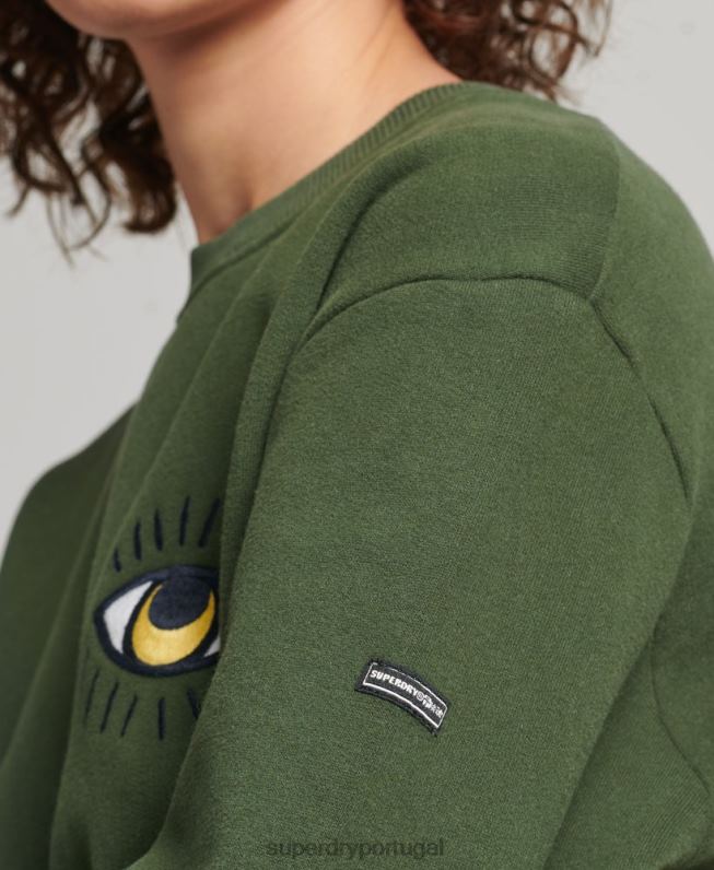 vestido moletom folk nômade mulheres verde roupas Superdry 2208H2534