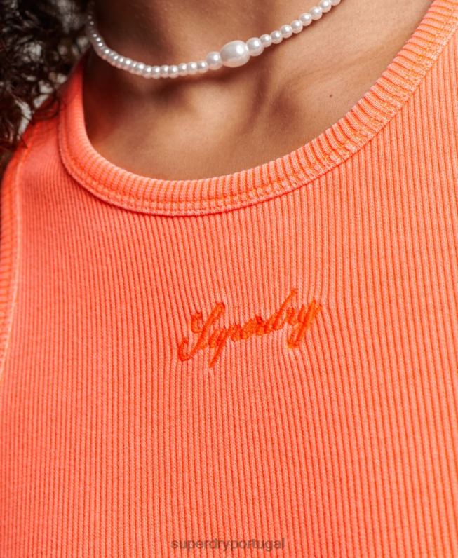 vestido regata essencial code logo mulheres coral roupas Superdry 2208H2418