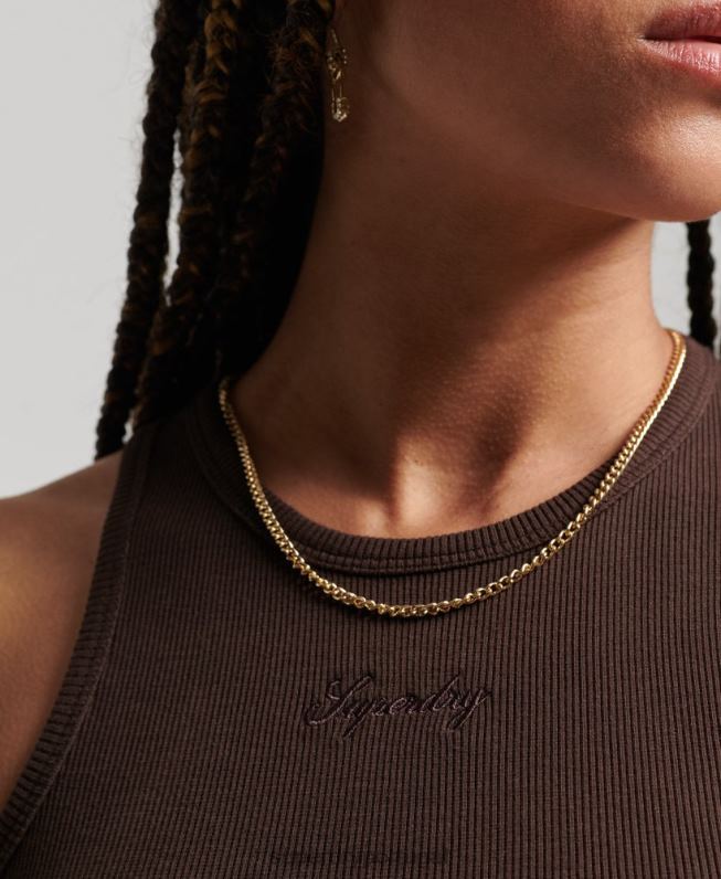 vestido regata essencial code logo mulheres marrom roupas Superdry 2208H2441