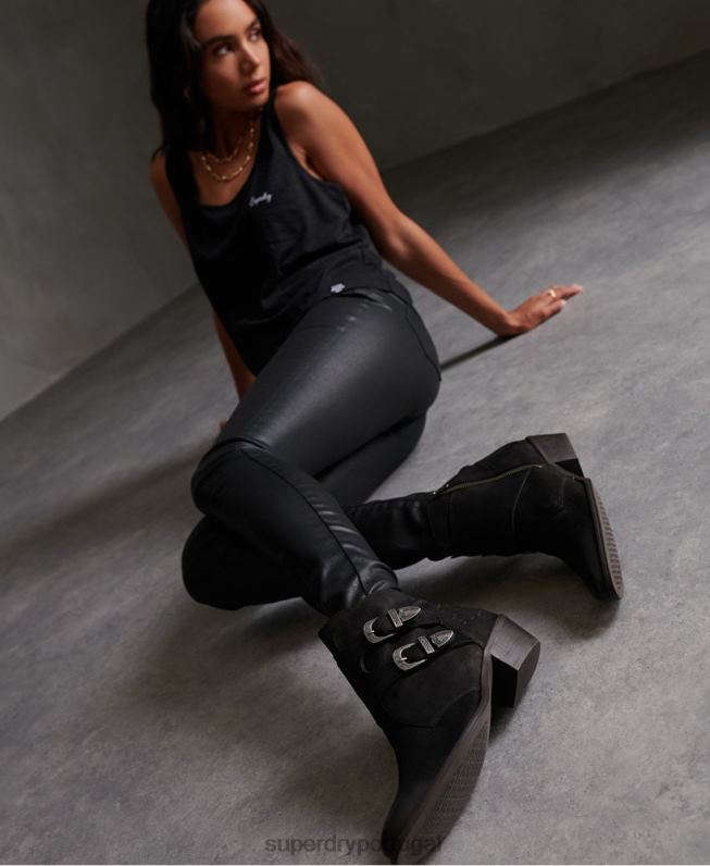 botas de monge de rodeio mulheres preto sapato Superdry 2208H4427