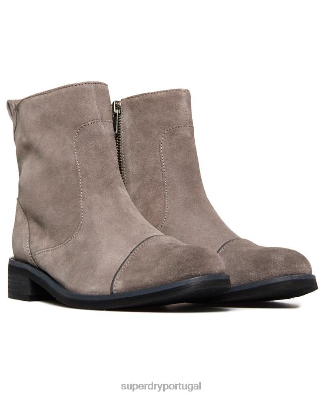 botas elegantes com zíper madilynn mulheres cinza claro sapato Superdry 2208H4433