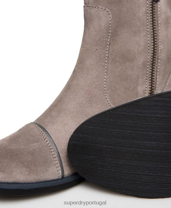 botas elegantes com zíper madilynn mulheres cinza claro sapato Superdry 2208H4433