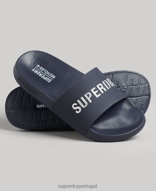 controles deslizantes de piscina de logotipo de código mulheres marinha sapato Superdry 2208H4392