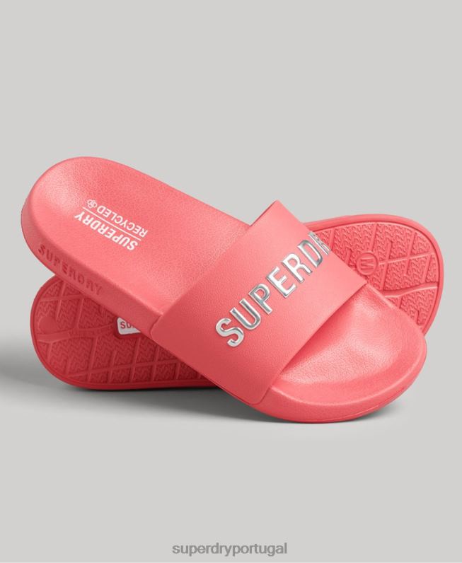 controles deslizantes de piscina de logotipo de código mulheres rosa sapato Superdry 2208H4352