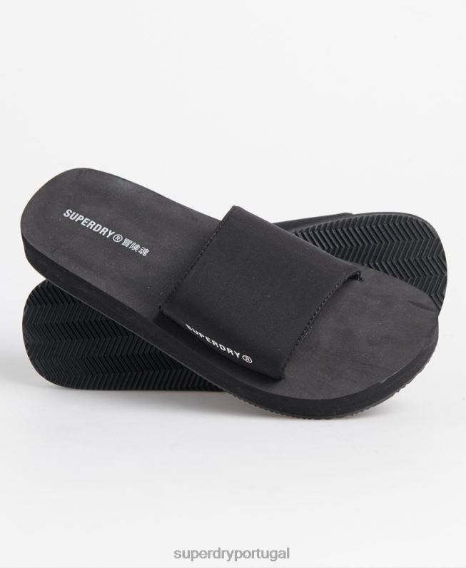sliders de esporte de natação mulheres preto sapato Superdry 2208H4207