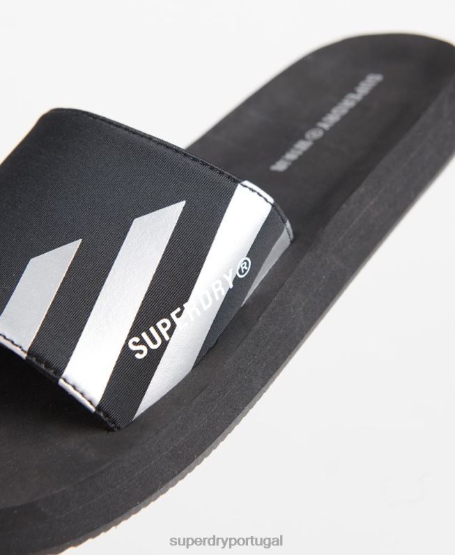 sliders de esporte de natação mulheres preto sapato Superdry 2208H4207