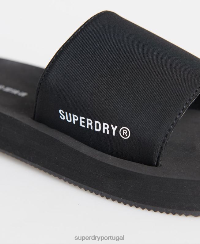 sliders de esporte de natação mulheres preto sapato Superdry 2208H4207