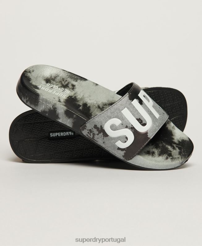 sliders veganos tie dye mulheres preto sapato Superdry 2208H2003
