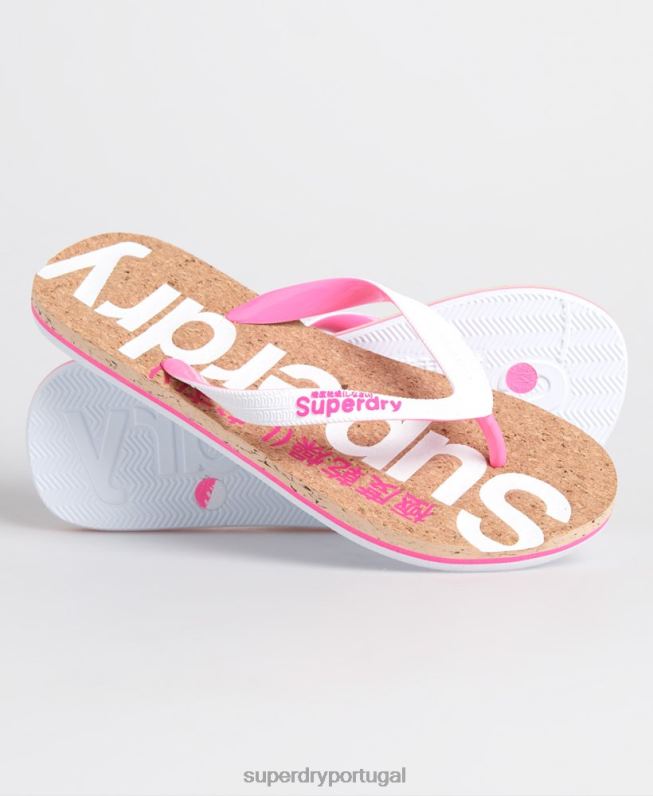 chinelo de cortiça mulheres branco sapato Superdry 2208H4403