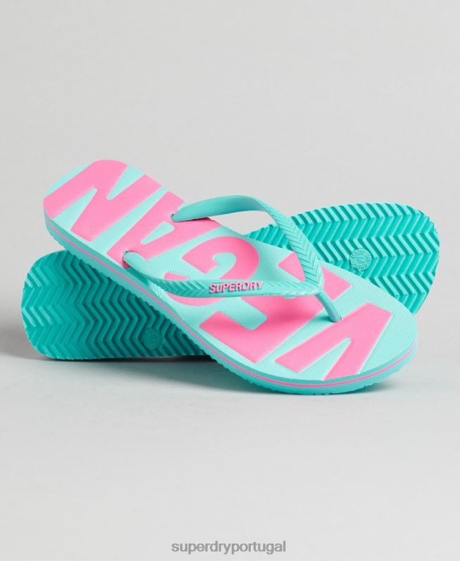 chinelos clássicos veganos vintage mulheres azul sapato Superdry 2208H4413