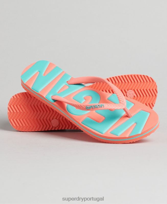 chinelos clássicos veganos vintage mulheres coral sapato Superdry 2208H4399