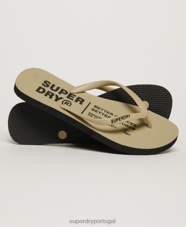 chinelos veganos mulheres creme sapato Superdry 2208H4360