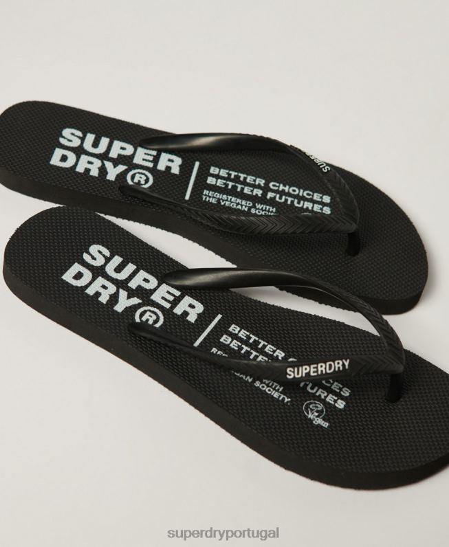 chinelos veganos mulheres preto sapato Superdry 2208H2159