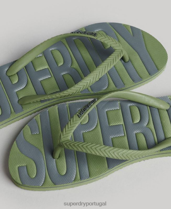 chinelos veganos vintage mulheres caqui sapato Superdry 2208H4377