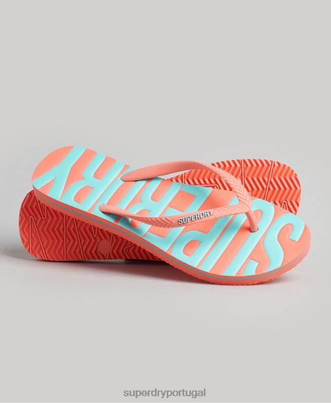 chinelos veganos vintage mulheres coral sapato Superdry 2208H4402