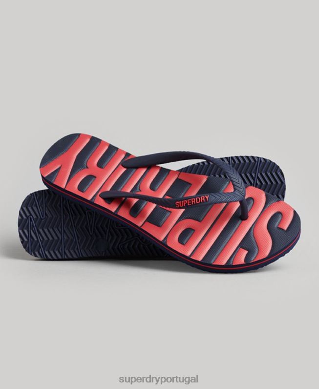 chinelos veganos vintage mulheres marinha sapato Superdry 2208H4389