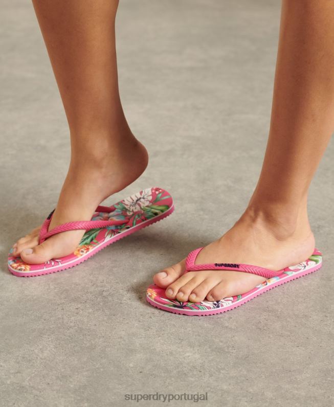 chinelos vintage clássicos mulheres rosa sapato Superdry 2208H4401