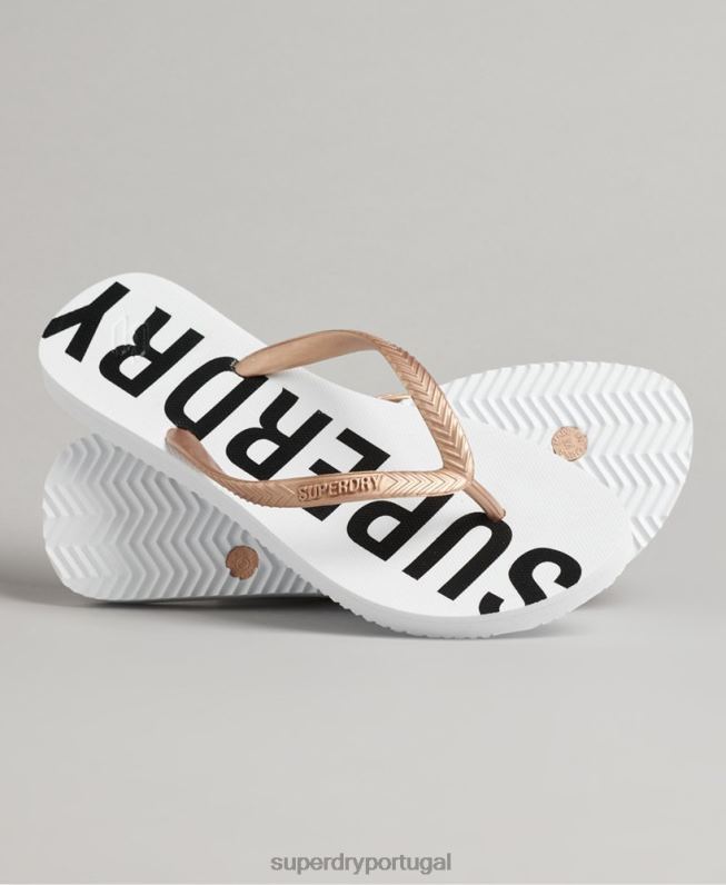 flip-flops essenciais de código mulheres branco sapato Superdry 2208H4393