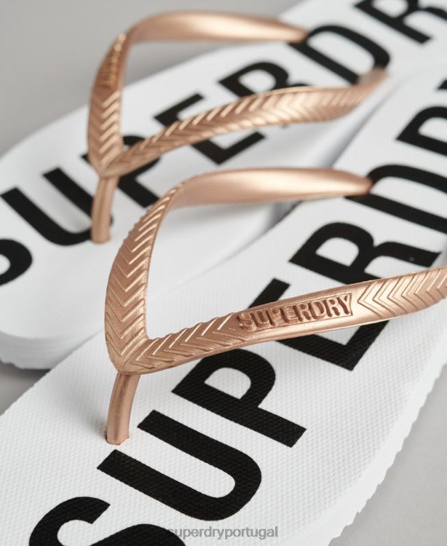 flip-flops essenciais de código mulheres branco sapato Superdry 2208H4393