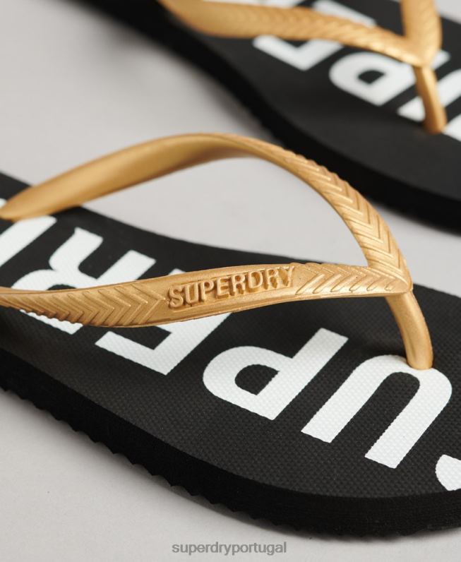 flip-flops essenciais de código mulheres preto sapato Superdry 2208H4388