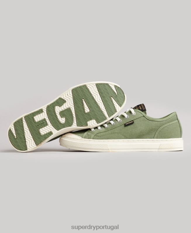 Tênis cano baixo falso vegano vintage mulheres verde sapato Superdry 2208H4423