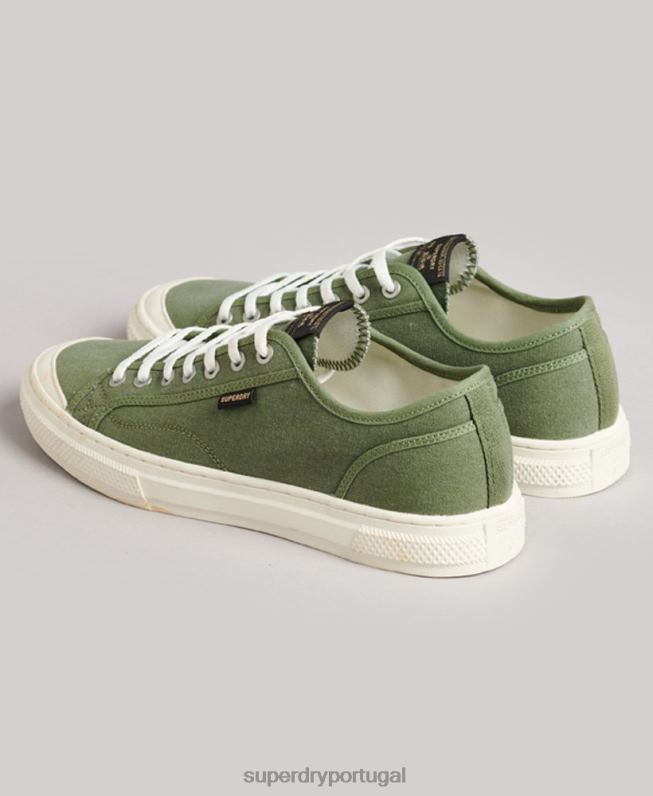 Tênis cano baixo falso vegano vintage mulheres verde sapato Superdry 2208H4423