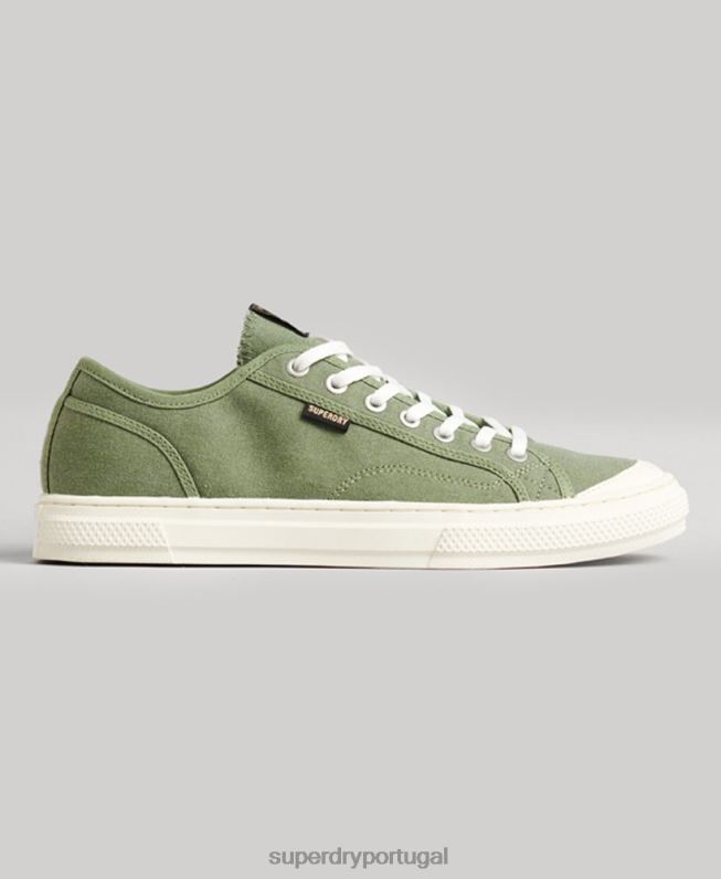Tênis cano baixo falso vegano vintage mulheres verde sapato Superdry 2208H4423