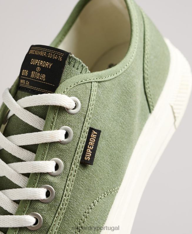 Tênis cano baixo falso vegano vintage mulheres verde sapato Superdry 2208H4423