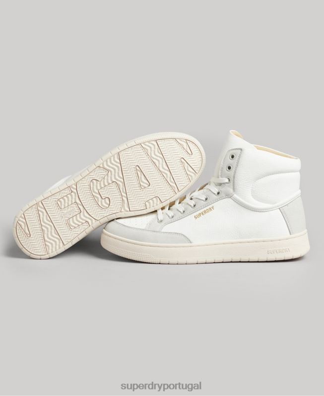 sapatilhas altas vintage premium vegan basket mulheres branco sapato Superdry 2208H4355