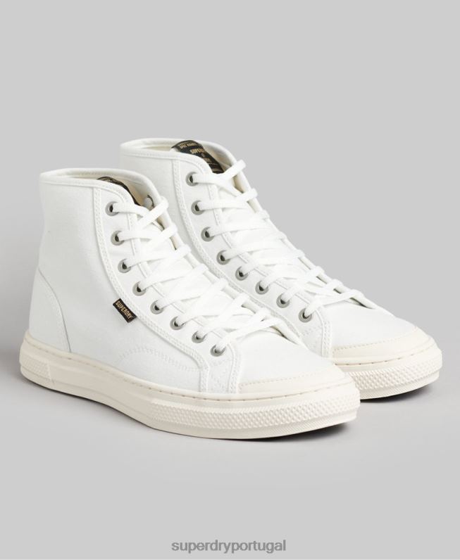 tênis cano alto de lona vegano mulheres creme sapato Superdry 2208H4357